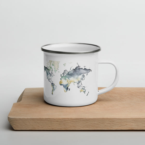 World Map Enamel Mug